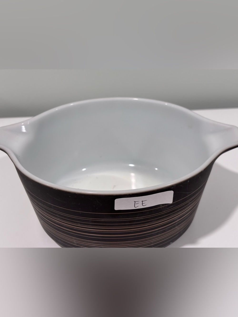 Pyrex Terra 474 Black and Gold Striped Ceramic Serving Bowl - Picture 2 of 3